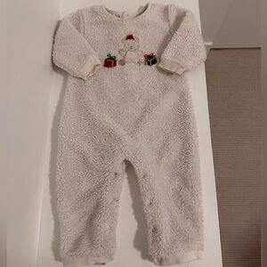 Infant 0-6 Months White Xmas Fleece One Piece
